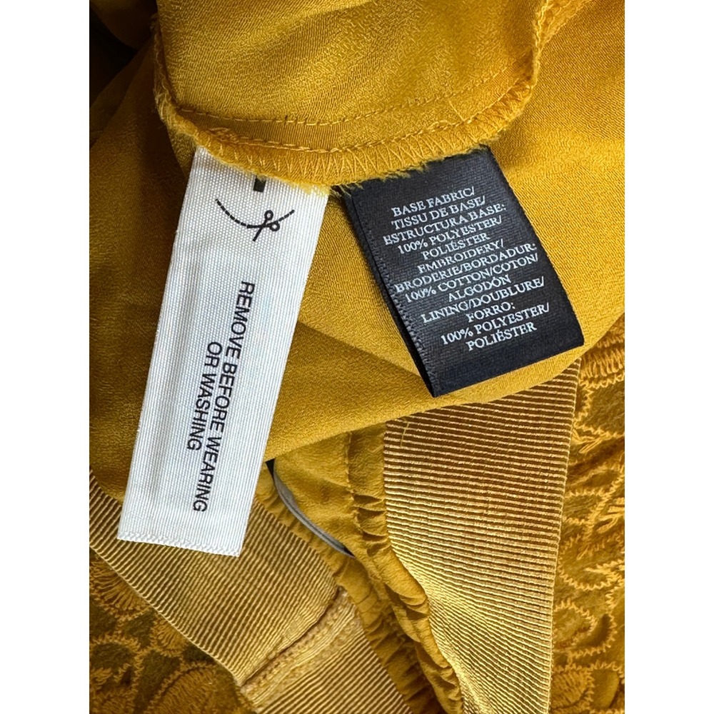 Ann Taylor Mustard Yellow Floral Eyelet Lace Midi Skirt Size 12 A-Line - Picture 4 of 9